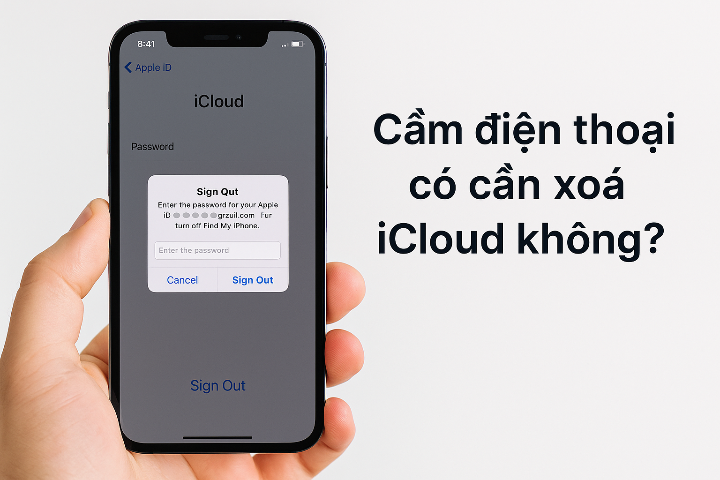Thao tác xoá iCloud trên điện thoại iPhone trước khi cầm đồ.